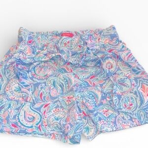 Lilly Pulitzer Blue and Pink Paisley High Waist Shorts with belt size medium